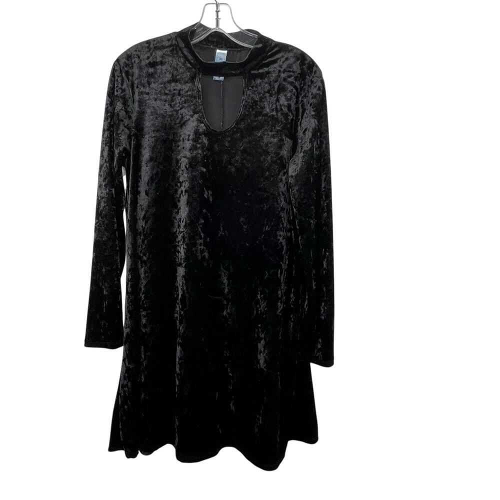 M Fasis Velour Velvet Dress M Women Black Whimsigoth Witchy Gothic Mini Keyhole